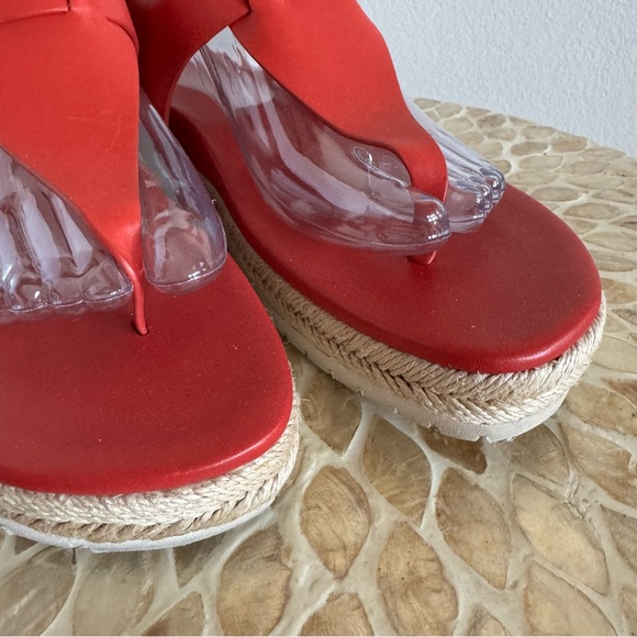 Vince Red Flint Platform Thong Espadrille Leather
 Sandals size 9M - Picture 5 of 9